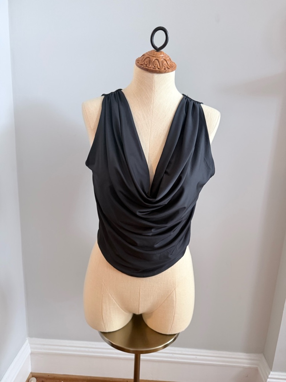 Free People Black Draped Cowl Camisole